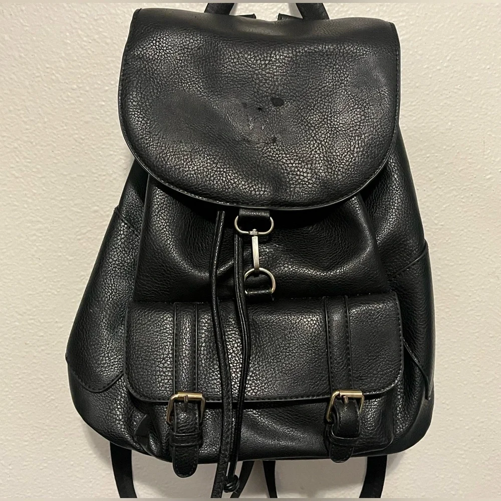 Black Leather Backpack